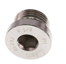G 1/2'' Male Stainless steel Closing plug with Inner Hex and FKM Seal 400 Bar
