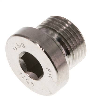 G 3/8'' Male Stainless steel Closing plug with Inner Hex and FKM Seal 400 Bar