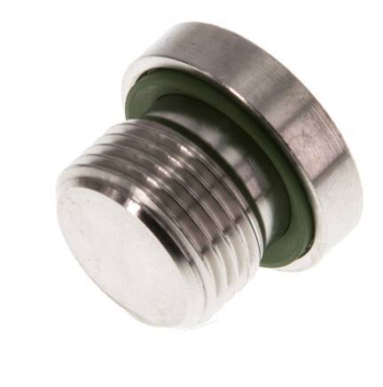 G 3/8'' Male Stainless steel Closing plug with Inner Hex and FKM Seal 400 Bar