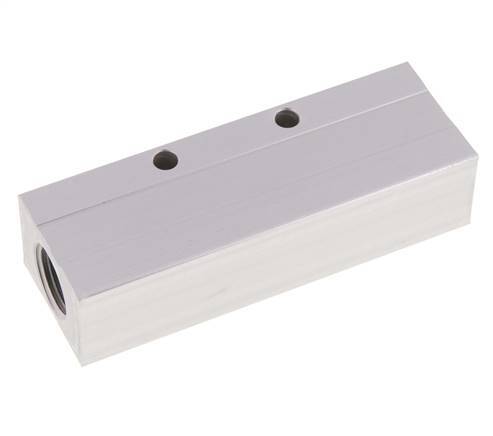 2xG 1/2'' x 3xG 1/4'' Aluminium Distributor Block One-sided 16 Bar