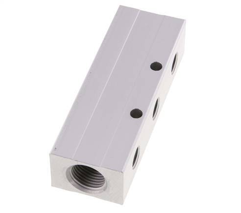 2xG 1/2'' x 6xG 1/4'' Aluminium Distributor Block Double-sided 16 Bar