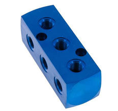 1xG 1/2'' x 9xG 1/4'' Aluminium Distributor Block One-sided 16 Bar