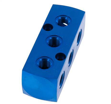 1xG 1/2'' x 9xG 1/4'' Aluminium Distributor Block One-sided 16 Bar