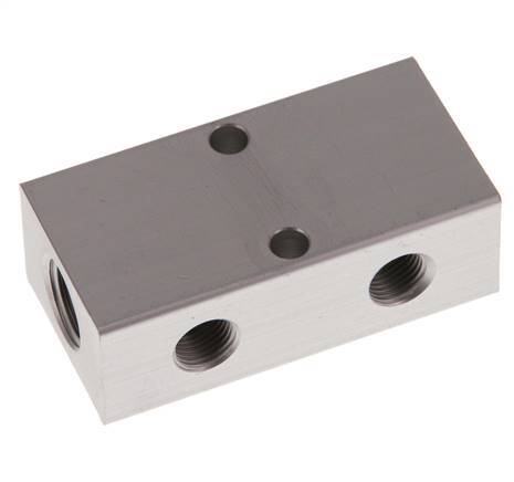 2xG 1/4'' x 2xG 1/8'' Aluminium Distributor Block One-sided 16 Bar