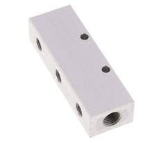 2xG 1/4'' x 3xG 1/8'' Aluminium Distributor Block One-sided 16 Bar