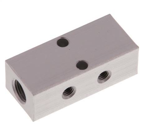 2xG 1/8'' x 4xM5 Aluminium Distributor Block Double-sided 16 Bar