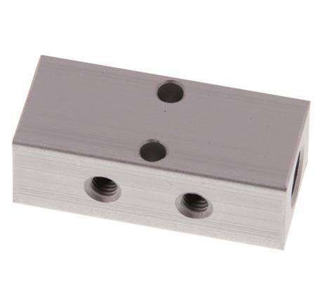 2xG 1/8'' x 4xM5 Aluminium Distributor Block Double-sided 16 Bar