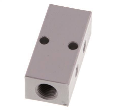 2xG 1/8'' x 4xM5 Aluminium Distributor Block Double-sided 16 Bar