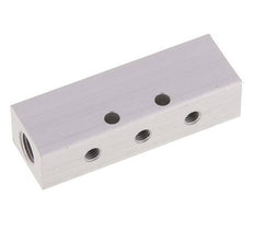 2xG 1/8'' x 6xM5 Aluminium Distributor Block Double-sided 16 Bar