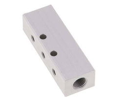 2xG 1/8'' x 6xM5 Aluminium Distributor Block Double-sided 16 Bar