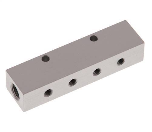 2xG 1/8'' x 8xM5 Aluminium Distributor Block Double-sided 16 Bar