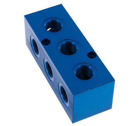 1xG 3/4'' x 9xG 1/2'' Aluminium Distributor Block One-sided 16 Bar