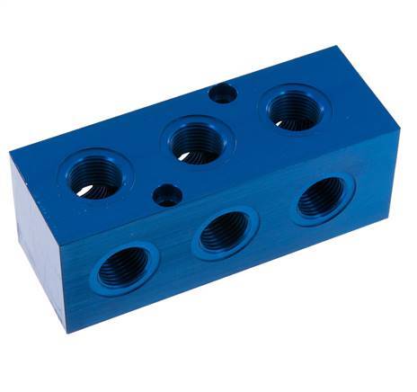 1xG 3/4'' x 9xG 1/2'' Aluminium Distributor Block One-sided 16 Bar