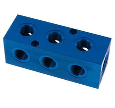 1xG 3/4'' x 9xG 1/2'' Aluminium Distributor Block One-sided 16 Bar