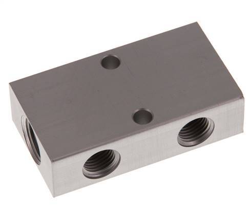 2xG 3/8'' x 2xG 1/4'' Aluminium Distributor Block One-sided 16 Bar