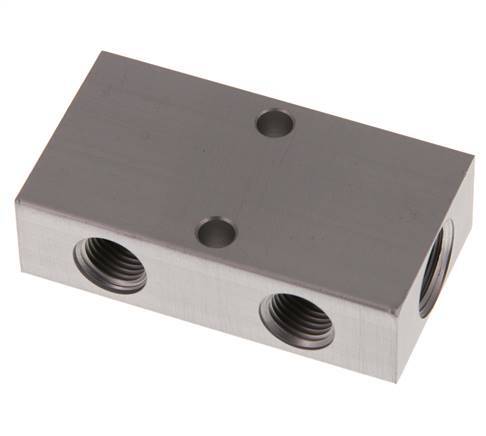 2xG 3/8'' x 2xG 1/4'' Aluminium Distributor Block One-sided 16 Bar