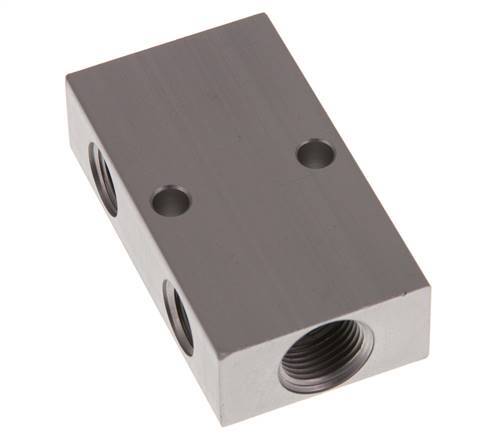 2xG 3/8'' x 2xG 1/4'' Aluminium Distributor Block One-sided 16 Bar