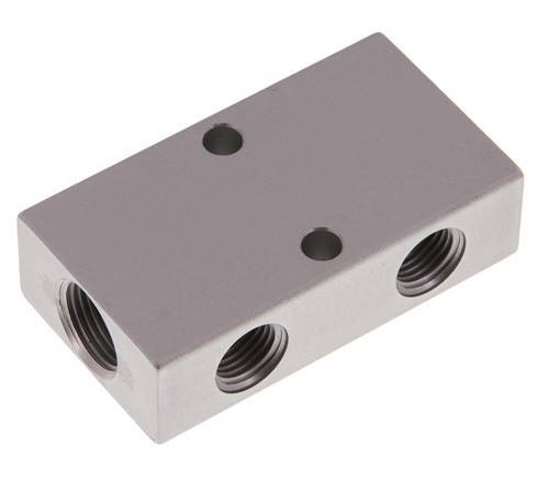 2xG 3/8'' x 4xG 1/4'' Aluminium Distributor Block Double-sided 16 Bar