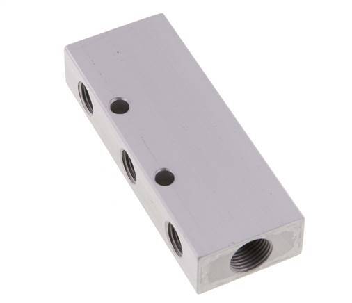 2xG 3/8'' x 6xG 1/4'' Aluminium Distributor Block Double-sided 16 Bar