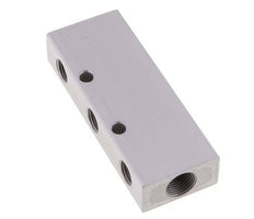 2xG 3/8'' x 6xG 1/4'' Aluminium Distributor Block Double-sided 16 Bar