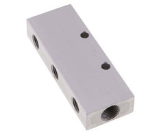 2xG 3/8'' x 6xG 1/4'' Aluminium Distributor Block Double-sided 16 Bar