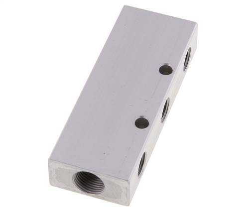 2xG 3/8'' x 6xG 1/4'' Aluminium Distributor Block Double-sided 16 Bar