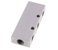 2xG 3/8'' x 6xG 1/4'' Aluminium Distributor Block Double-sided 16 Bar