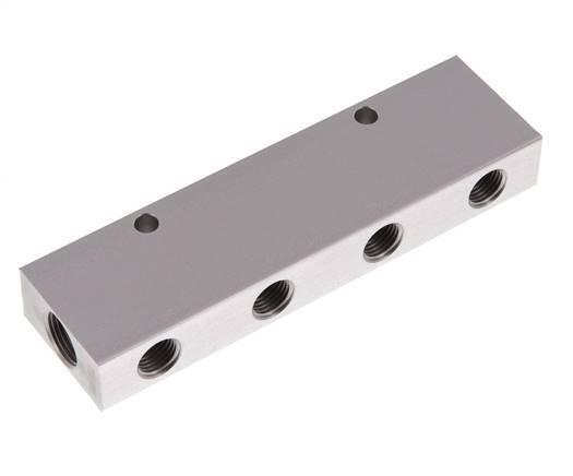 2xG 3/8'' x 8xG 1/4'' Aluminium Distributor Block Double-sided 16 Bar