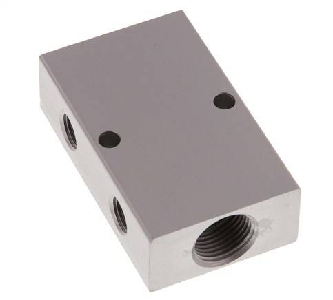 2xG 3/8'' x 4xG 1/8'' Aluminium Distributor Block Double-sided 16 Bar