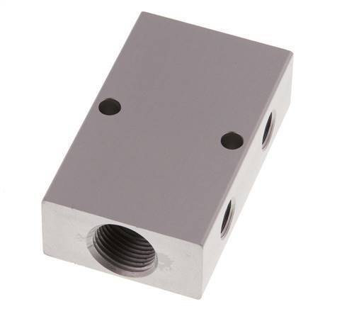 2xG 3/8'' x 4xG 1/8'' Aluminium Distributor Block Double-sided 16 Bar