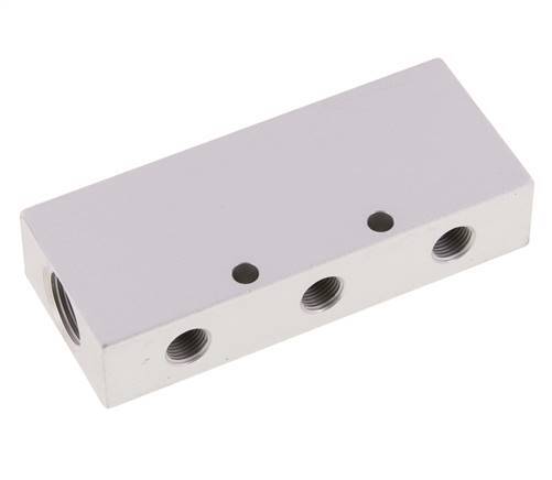 2xG 3/8'' x 6xG 1/8'' Aluminium Distributor Block Double-sided 16 Bar