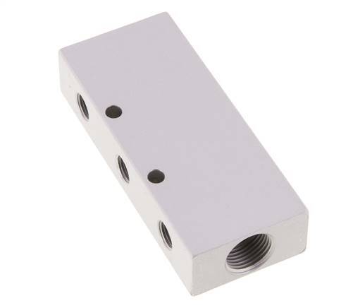 2xG 3/8'' x 6xG 1/8'' Aluminium Distributor Block Double-sided 16 Bar