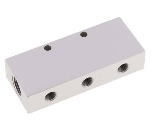 2xG 3/8'' x 6xG 1/8'' Aluminium Distributor Block Double-sided 16 Bar