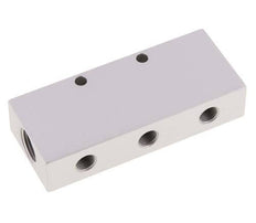 2xG 3/8'' x 6xG 1/8'' Aluminium Distributor Block Double-sided 16 Bar
