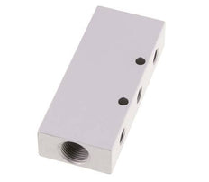 2xG 3/8'' x 6xG 1/8'' Aluminium Distributor Block Double-sided 16 Bar