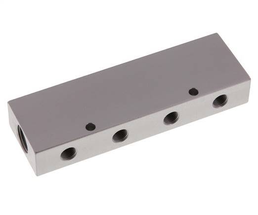2xG 3/8'' x 8xG 1/8'' Aluminium Distributor Block Double-sided 16 Bar
