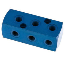 1xG 3/8'' x 9xG 1/8'' Aluminium Distributor Block One-sided 16 Bar