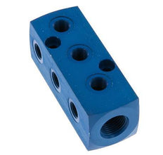 1xG 3/8'' x 9xG 1/8'' Aluminium Distributor Block One-sided 16 Bar