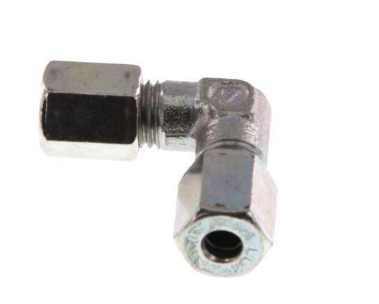 4LL Zinc plated Steel 90 deg Elbow Cutting ring 100 Bar DIN 2353