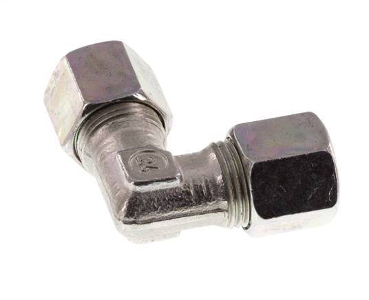 8LL Zinc plated Steel 90 deg Elbow Cutting ring 100 Bar DIN 2353