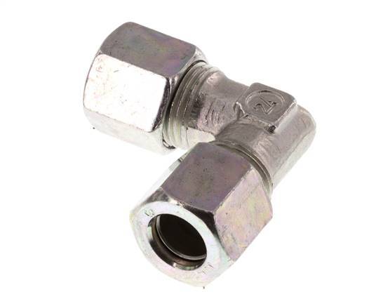 8LL Zinc plated Steel 90 deg Elbow Cutting ring 100 Bar DIN 2353