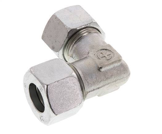 20S Zinc plated Steel 90 deg Elbow Cutting ring 400 Bar DIN 2353