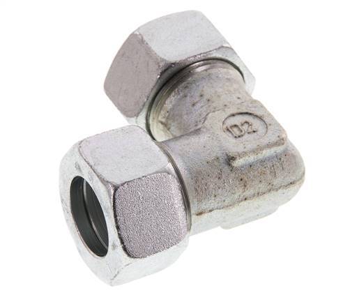 22L Zinc plated Steel 90 deg Elbow Cutting ring 160 Bar DIN 2353