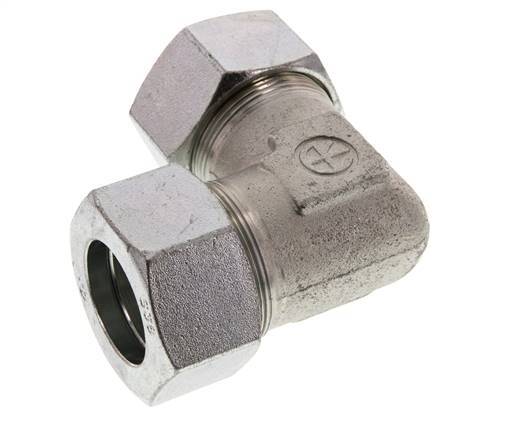 38S Zinc plated Steel 90 deg Elbow Cutting ring 315 Bar DIN 2353