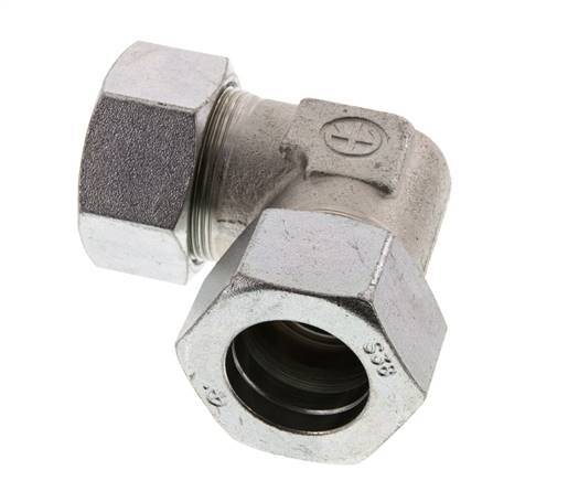 38S Zinc plated Steel 90 deg Elbow Cutting ring 315 Bar DIN 2353