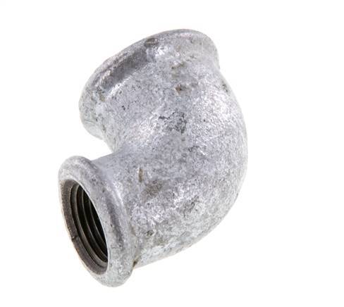 Rp 1/2'' x Rp 3/8'' Zinc plated Cast iron 90 deg Elbow Fitting 25 Bar [5 Pieces]