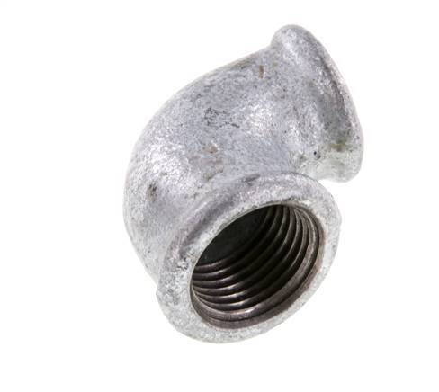 Rp 1/2'' x Rp 3/8'' Zinc plated Cast iron 90 deg Elbow Fitting 25 Bar [5 Pieces]