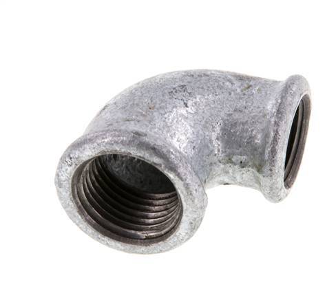 Rp 1/2'' x Rp 3/8'' Zinc plated Cast iron 90 deg Elbow Fitting 25 Bar [5 Pieces]