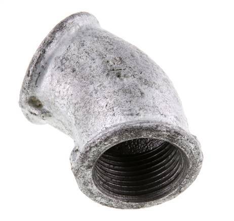 Rp 3/4'' Zinc plated Cast iron 45 deg Elbow Fitting 25 Bar [2 Pieces]