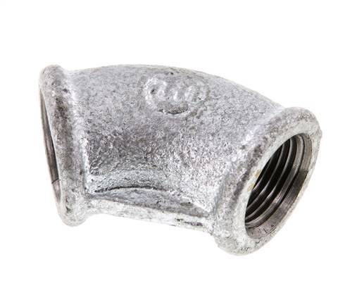 Rp 3/8'' Zinc plated Cast iron 45 deg Elbow Fitting 25 Bar [2 Pieces]